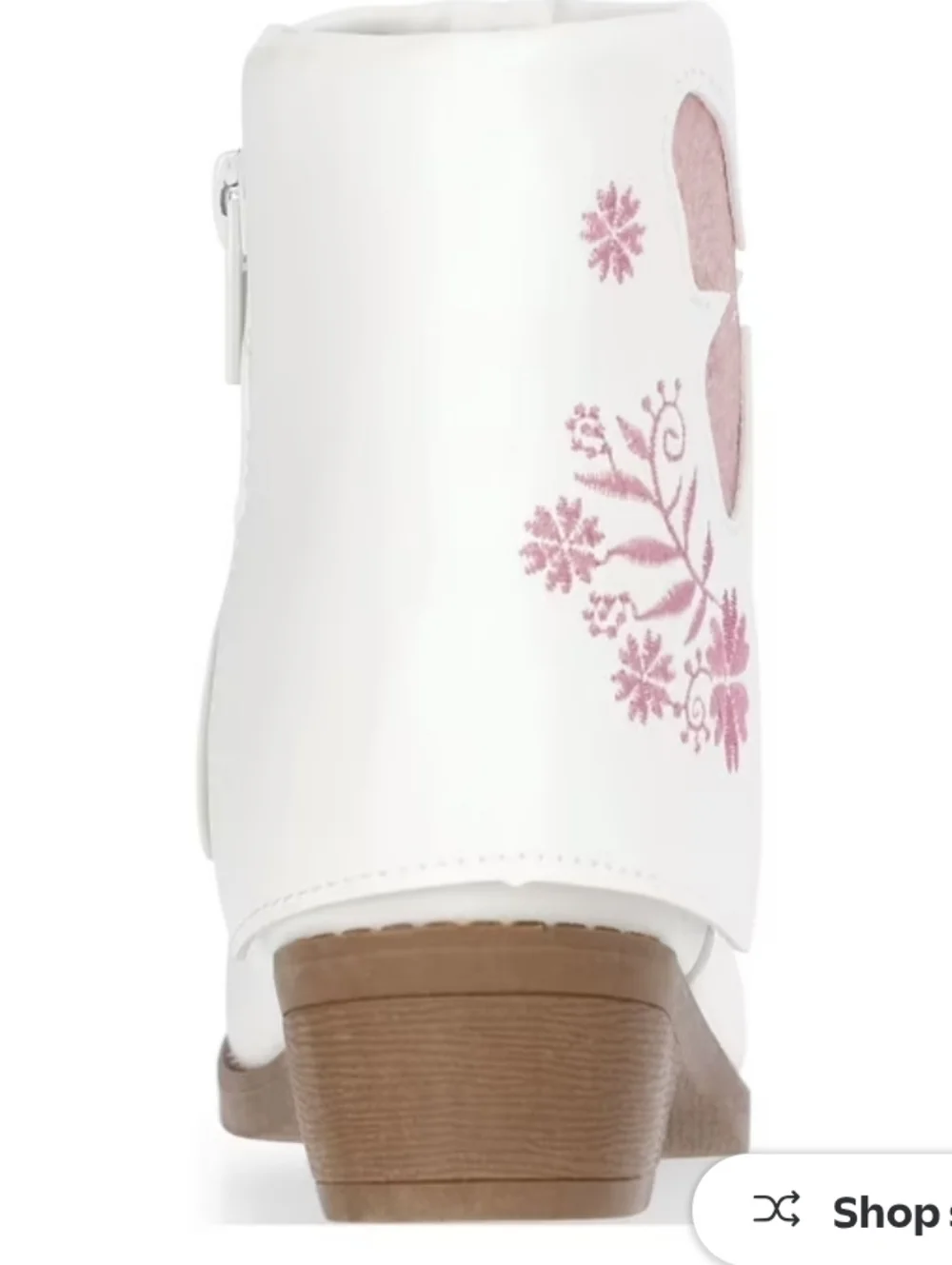 PAWZ White Kids Boots with Pink Glitter Butterfly